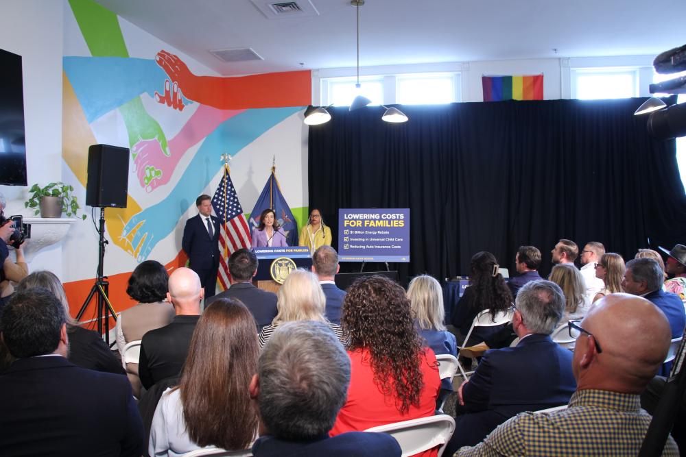 Gov Hochul speaking to the audience at The Blake Annex