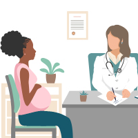 Pregnant black women seeking help from white doctor