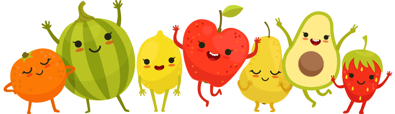 Collage of cartoon fruit
