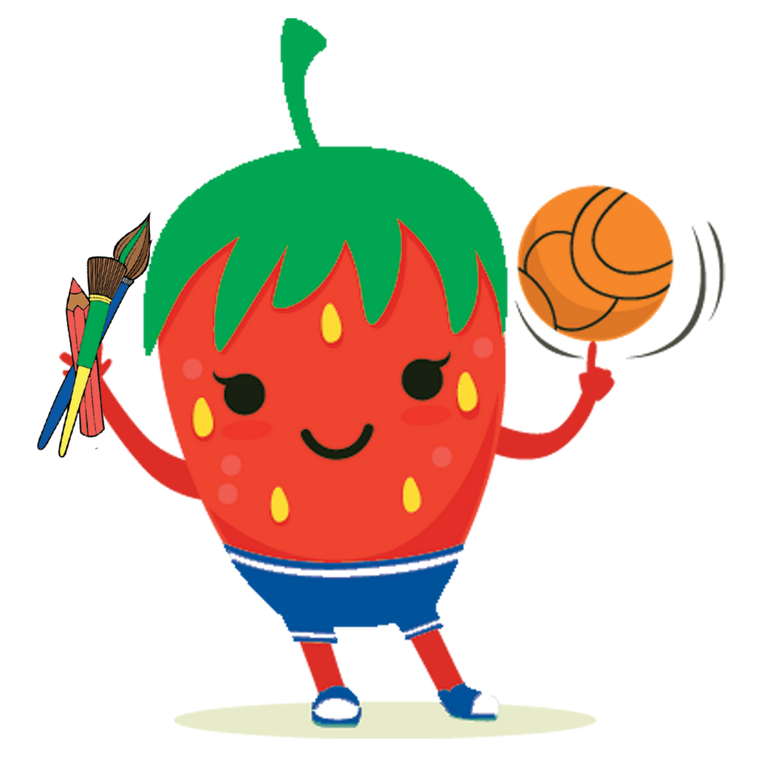 Summer Meals Strawberry holding basketball and paint brush