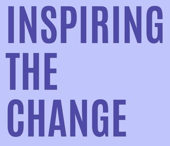 Inspiring the Change, in purple font