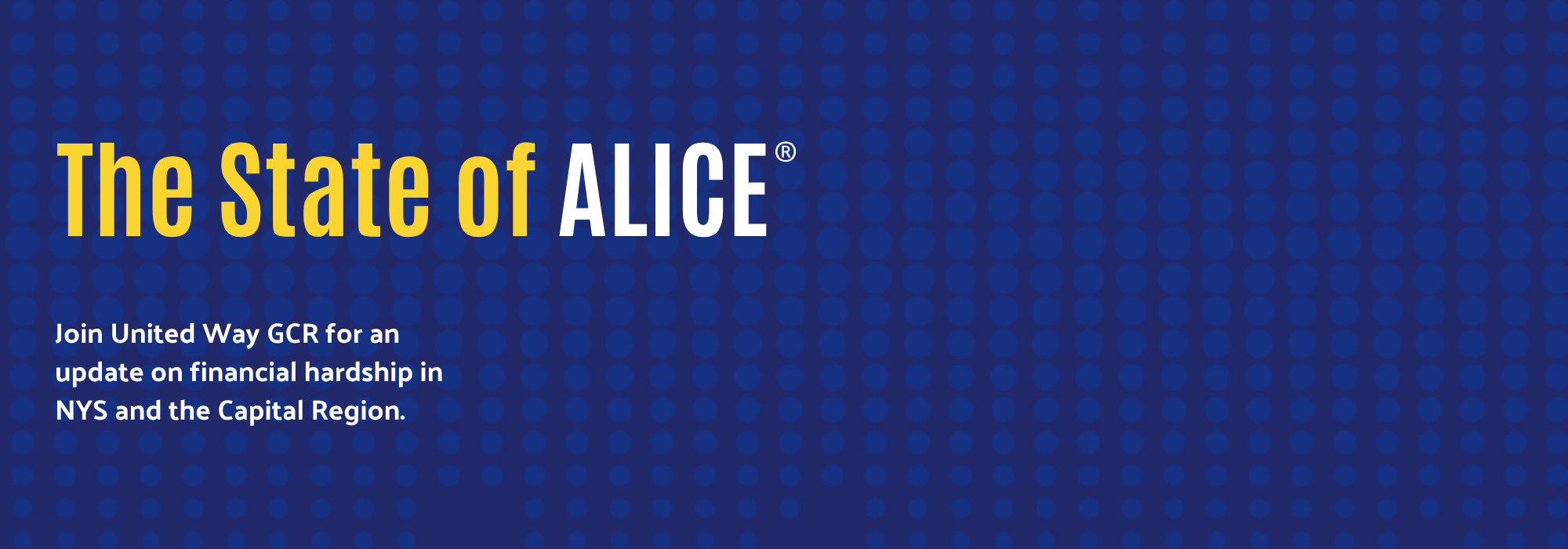 The State of ALICE event banner