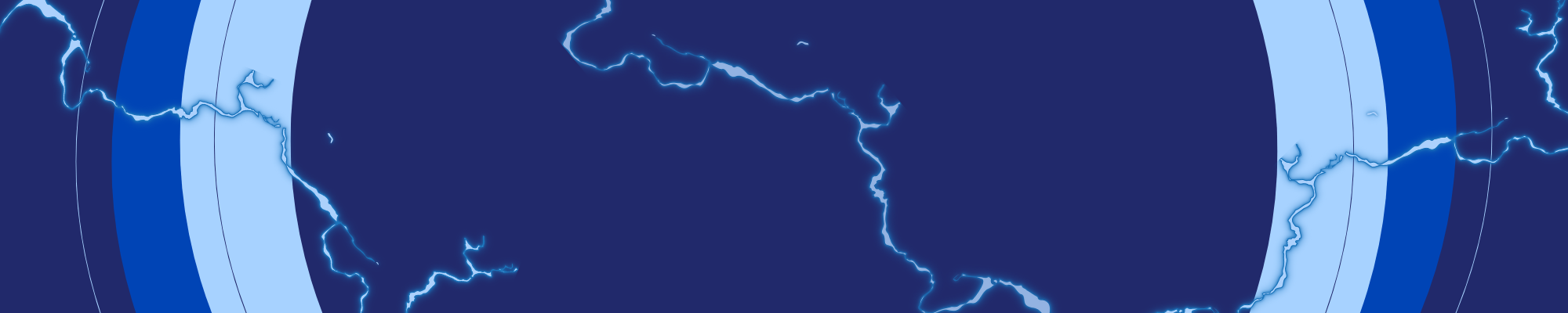 Blue background with light blue rings with electric bolts