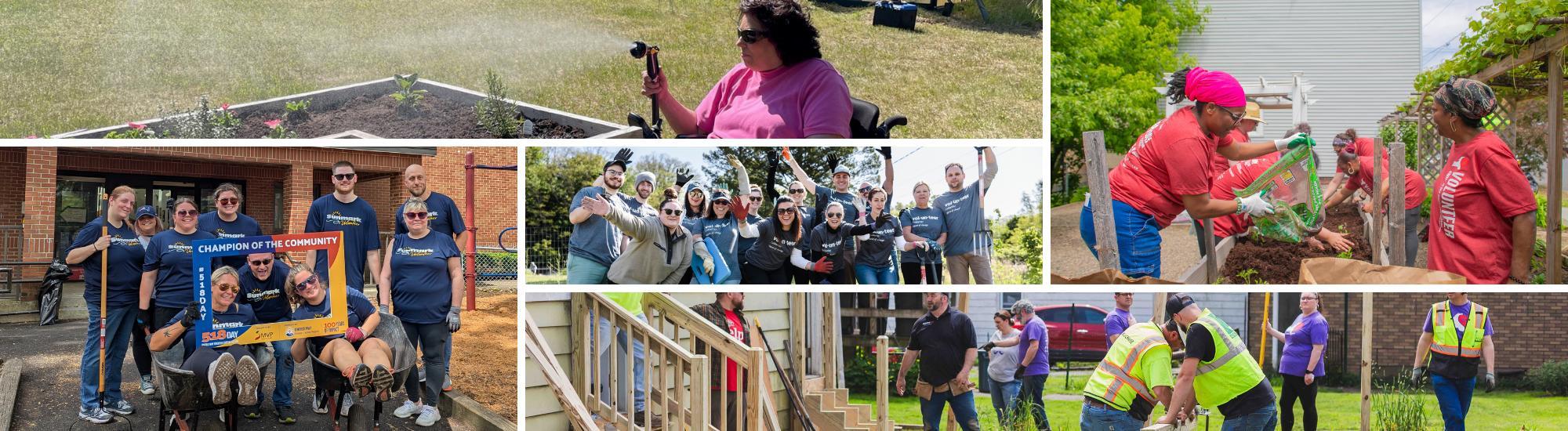 Collage of volunteer projects on 518 Day