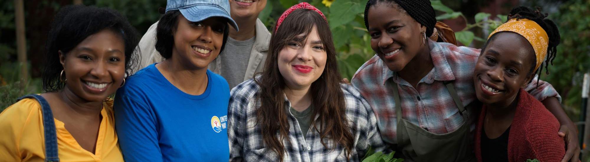 Group of United Way Volunteers in a garden