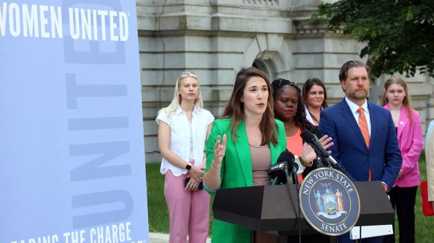 Sen. Hinchey at Podium on Women United Advocacy Day