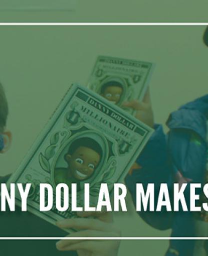 Two kids in masks holding DDA book 