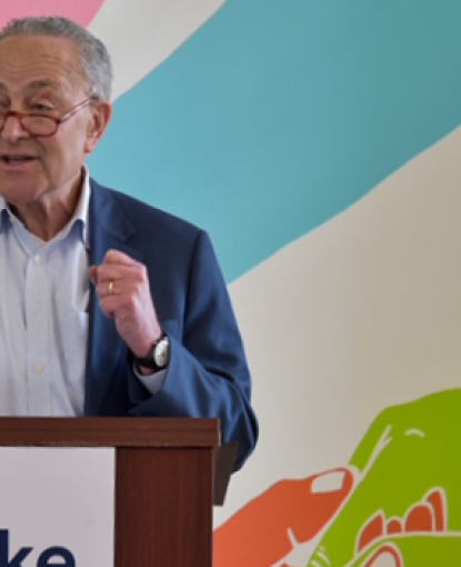 Senator Schumer at The Blake Annex podium